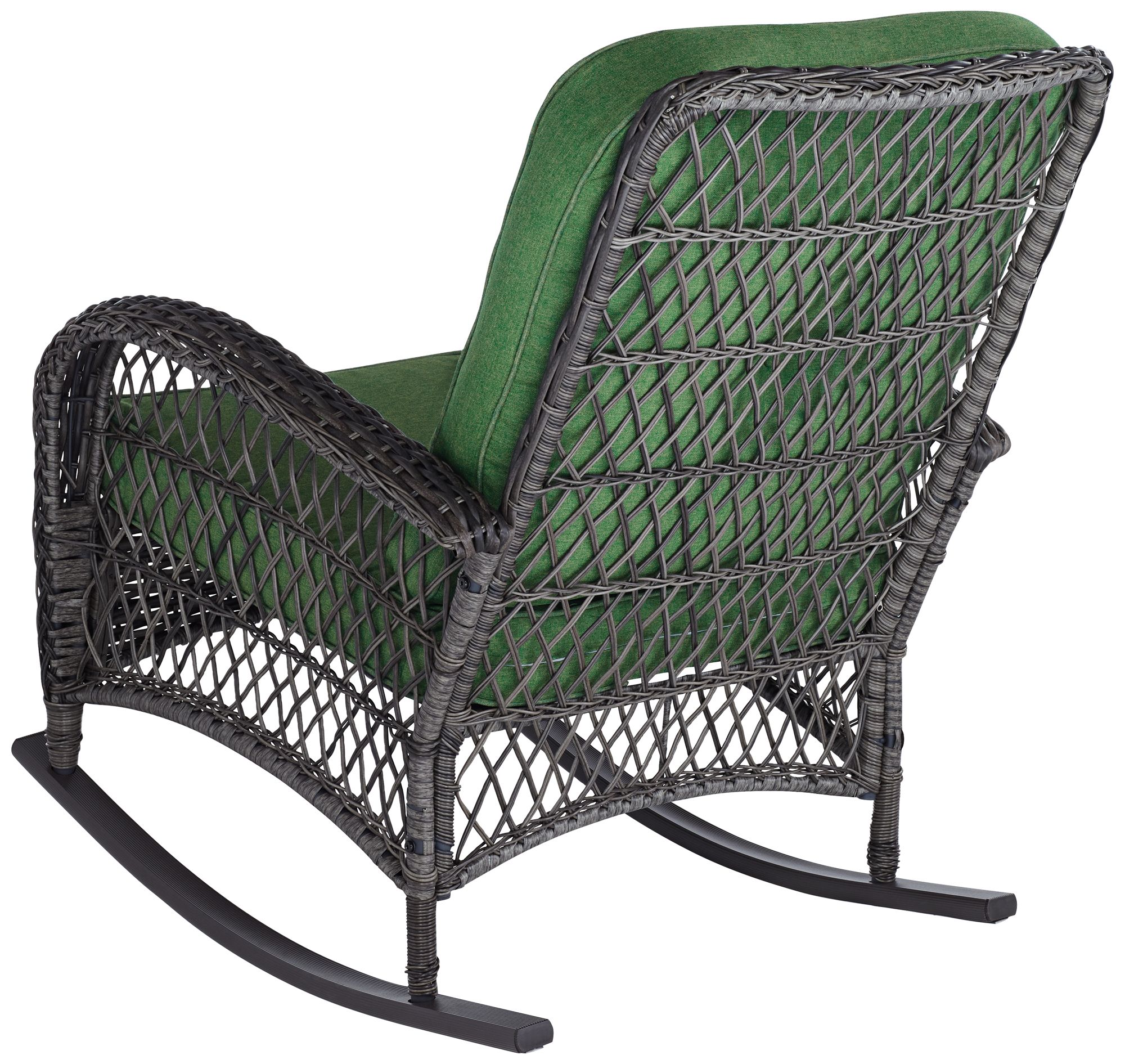 Madden 3-Piece Rattan Outdoor Green Rocking Chair Set With Occasional Table