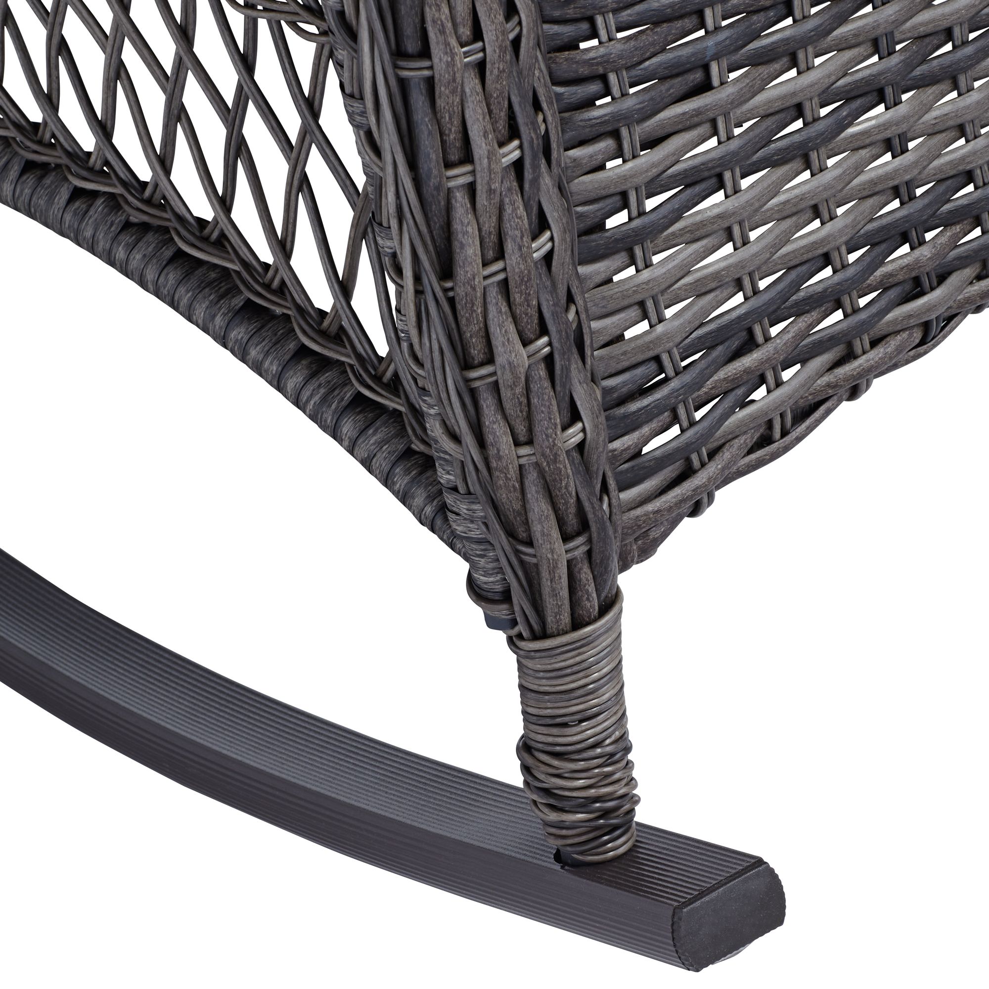 Image 6 Madden 3-Piece Rattan Outdoor Green Rocking Chair Set With Occasional Table more views