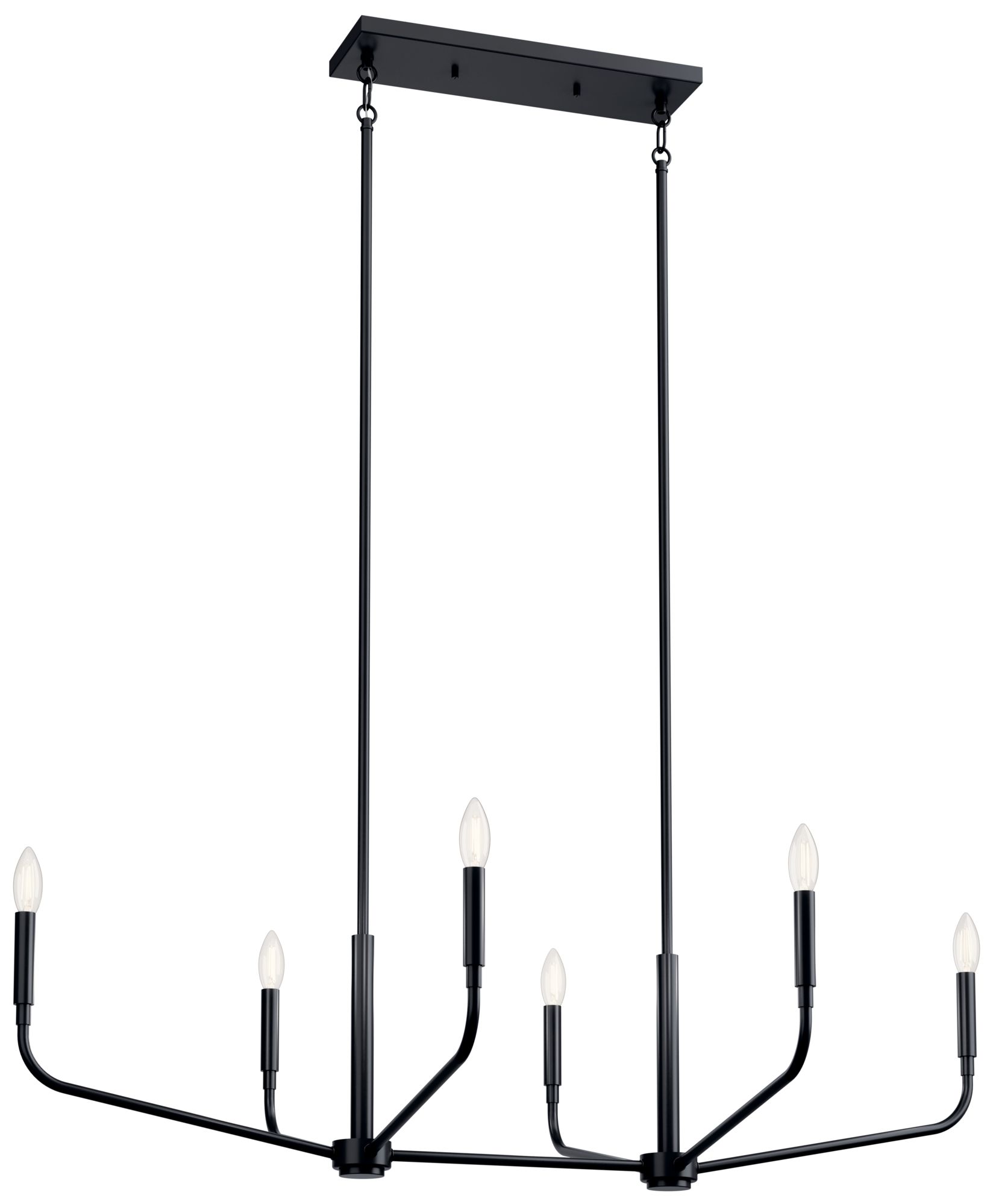 Madden 45 Inch 6 Light Linear Chandelier in Black