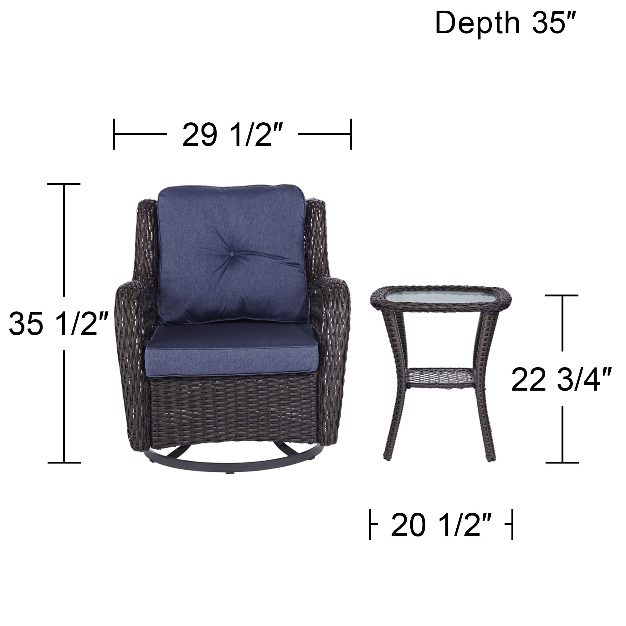 Madden Blue 3-Piece Outdoor Seating Set
