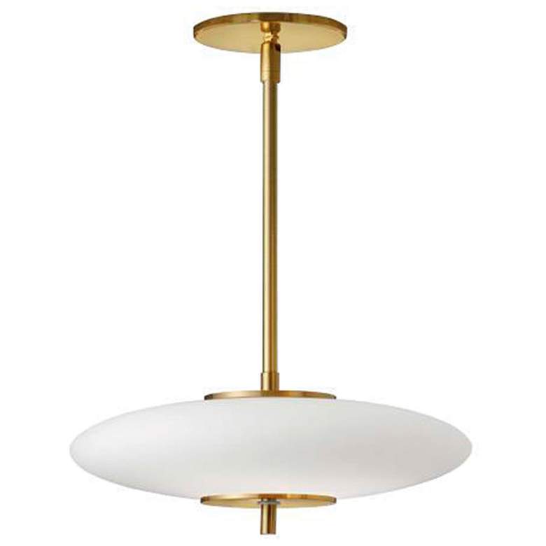 Image 2 Maddie 16" Wide Aged Brass 20W LED Pendant With Opal White Glass Shade