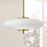 1_Maddie 16" Wide Aged Brass 20W LED Pendant With Opal White Glass Shade