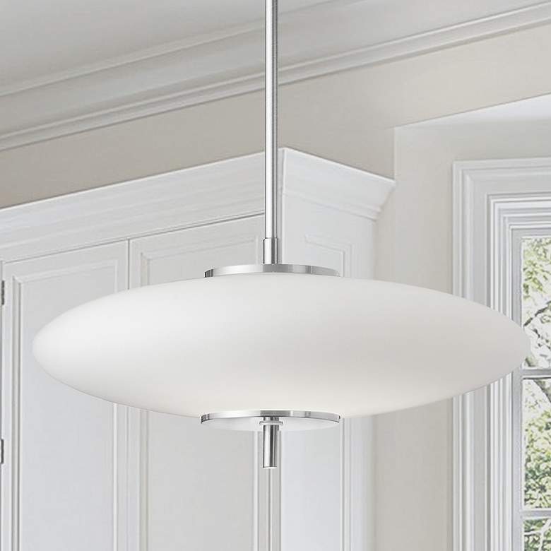 Image 1 Maddie 16" Wide Polished Chrome 20W LED Pendant With Opal White Glass