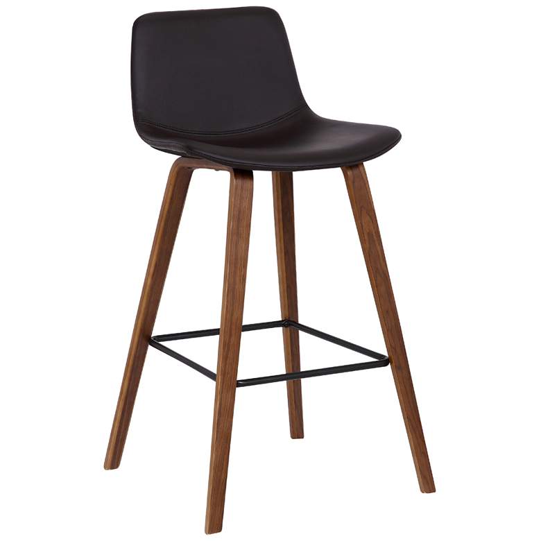 Image 1 Maddie 25.5 in. Barstool in Black Finish with Brown Faux Leather