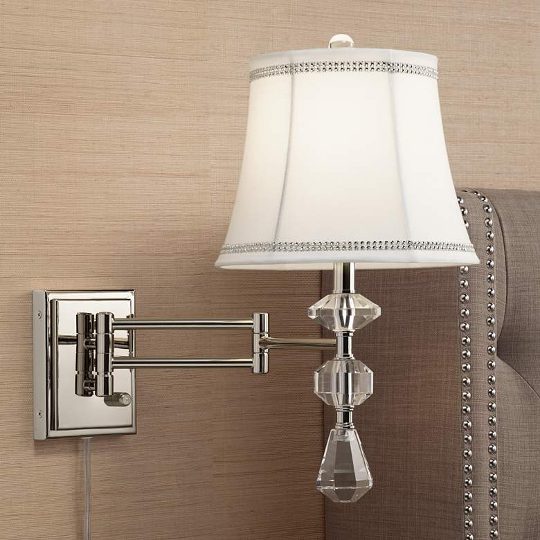 Image 1 Maddie Polished Nickel Crystal Swing Arm Wall Lamp