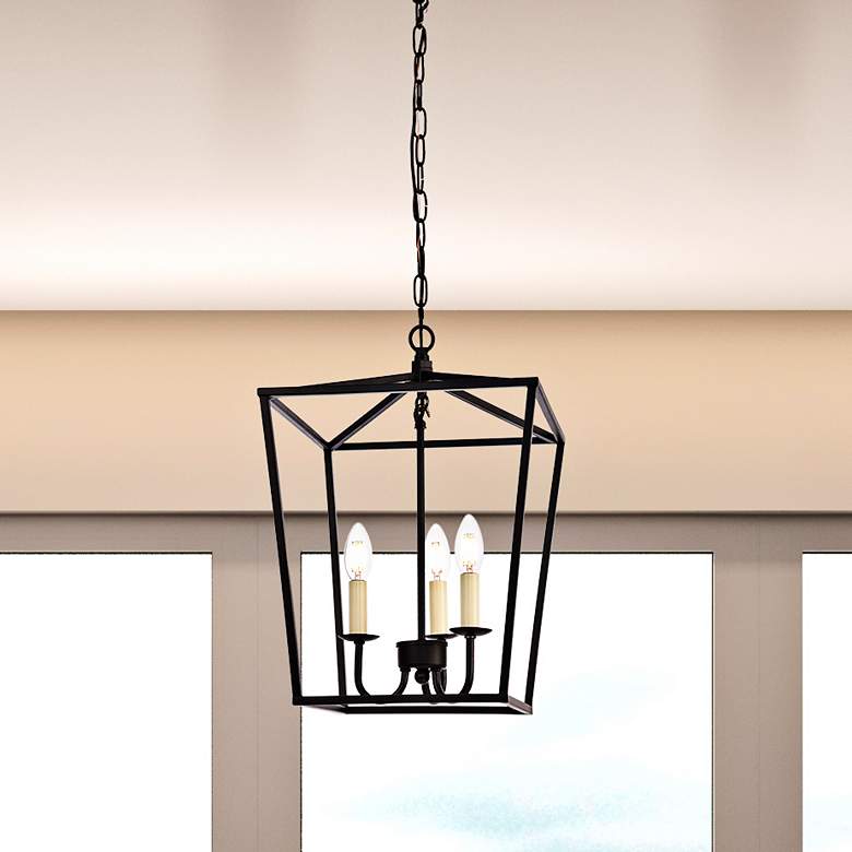 Image 2 Maddox 12 1/2" Wide Black 3-Light Pendant