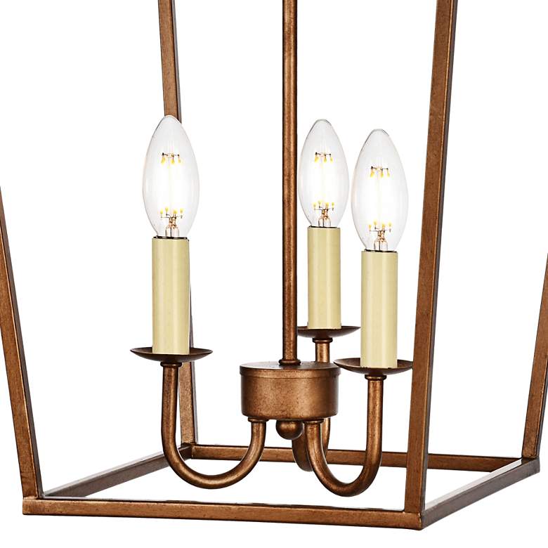 Image 4 Maddox 12 1/2" Wide Vintage Gold 3-Light Lantern Pendant more views