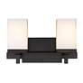 2_Maddox 13" Wide Matte Black 2-Light Bath Light with Opal more views