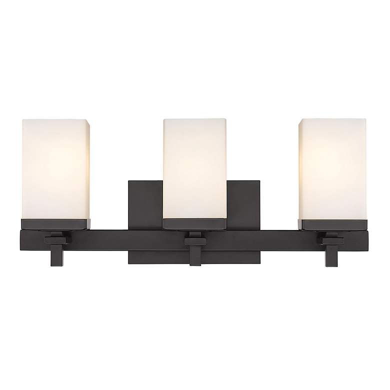 Image 2 Maddox 19 1/2" Wide 3-Light Vanity Light in Matte Black with Opal more views