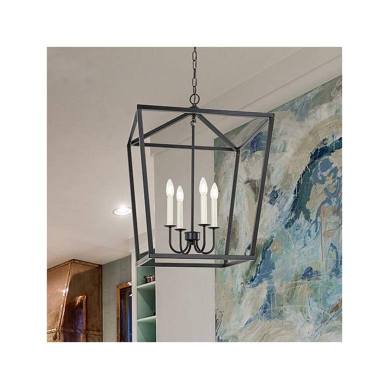 Image 2 Maddox 20" Wide Black Metal 4-Light Pendant