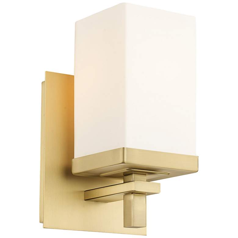 Image 1 Maddox 4 3/4" Wide Wall Sconce in Brushed Champagne Bronze with Opal G