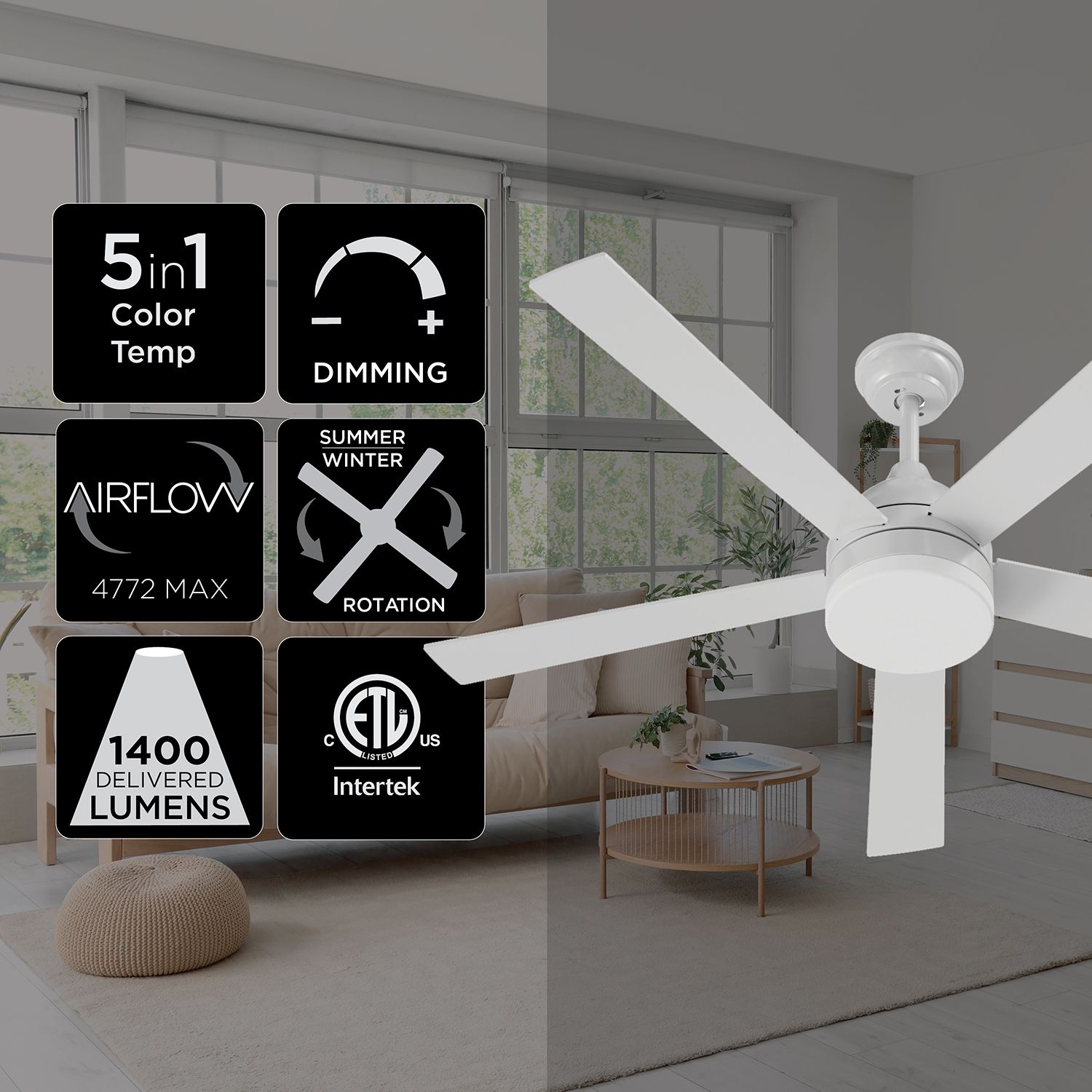 Image 6 Maddox 52" Wide 5-Blade White LED Ceiling Fan more views