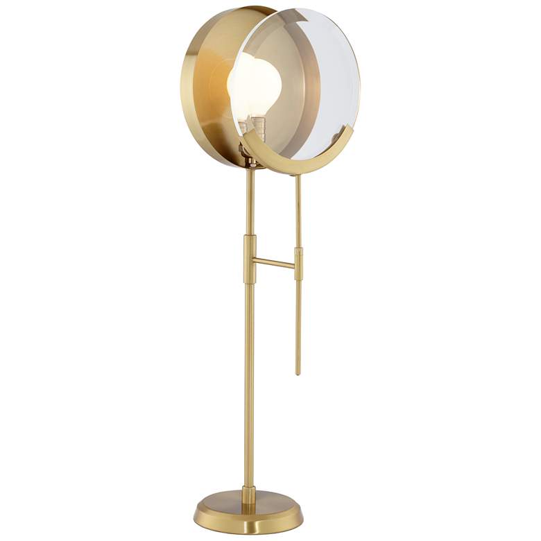 Image 1 Maddox Brushed Brass Magnifying Glass Table Lamp