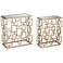 Maddox Champagne Metal and Mirrored 2-Piece Table Set