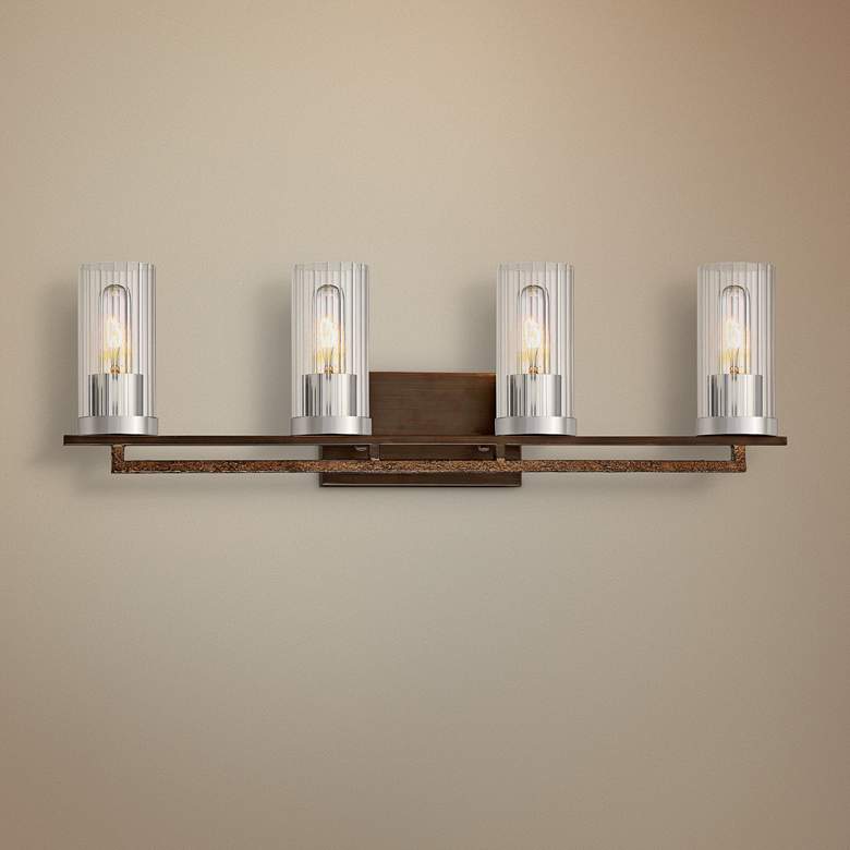 Image 1 Maddox Roe 29 3/4 inch Wide Iron Ore 4-Light Bath Light