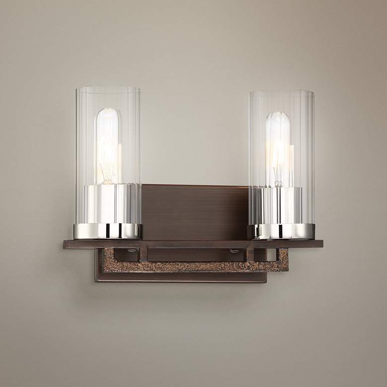 Image 1 Maddox Roe 9" High Iron Ore 2-Light Wall Sconce