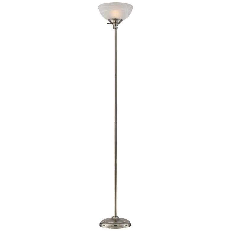 Image 7 Maddox Satin Nickel Torchiere Floor Lamp with USB Dimmer more views
