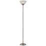 Maddox Satin Nickel Torchiere Floor Lamp with USB Dimmer