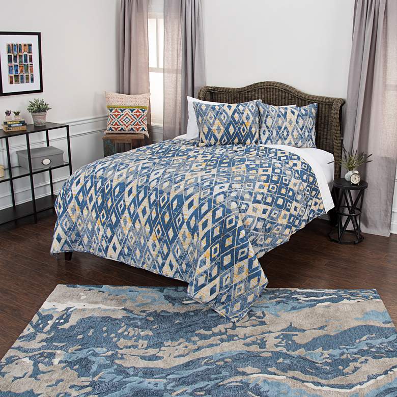 Image 1 Maddux Place Blue Diamond 2-Piece Twin Quilt Set