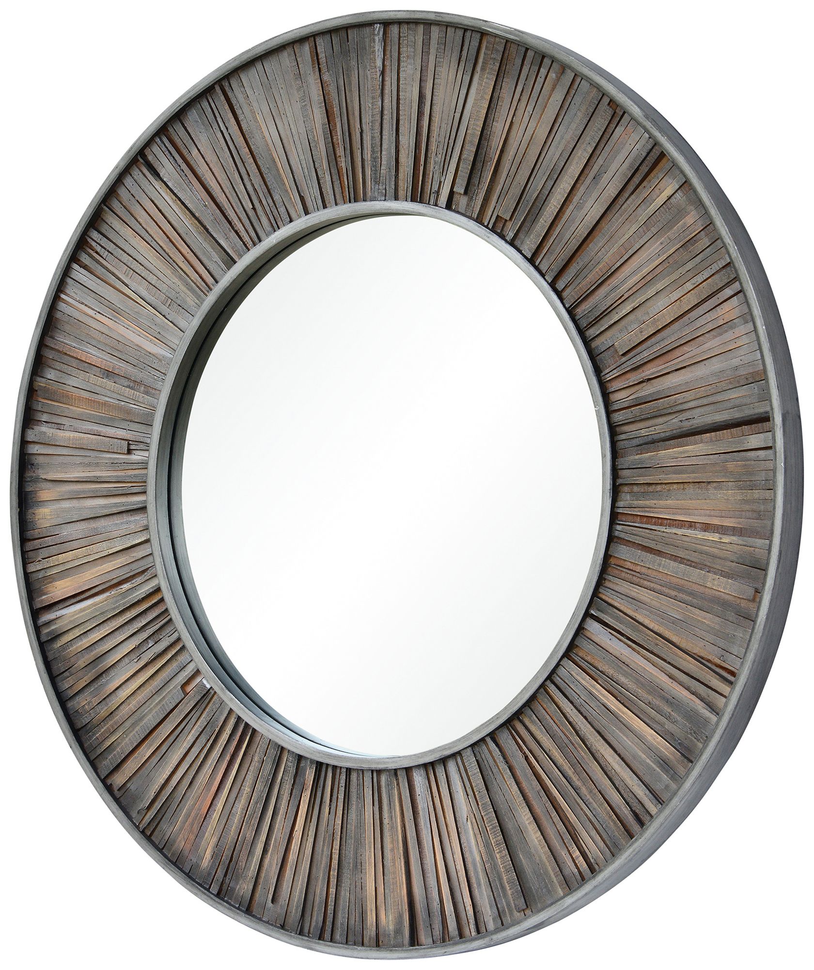 Maddy Dark Gray Wood 45" Round Wall Mirror - #78C38 | Lamps Plus