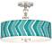 Made By Girl Chevron Ikat 16" Wide Teal Ceiling Light