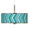 Made By Girl Chevron Ikat 16" Wide Teal Pendant Light