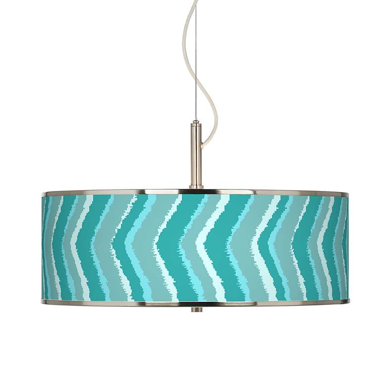 Image 1 Made By Girl Chevron Ikat Teal 20 inch Wide Pendant Light