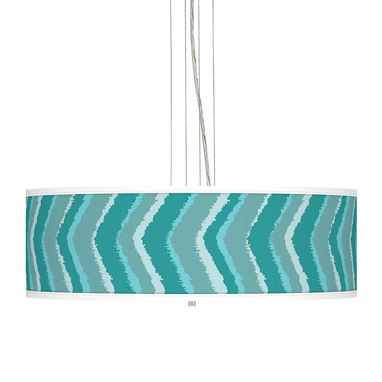 Image 1 Made By Girl Chevron Ikat Teal 24 inch Wide Pendant Light