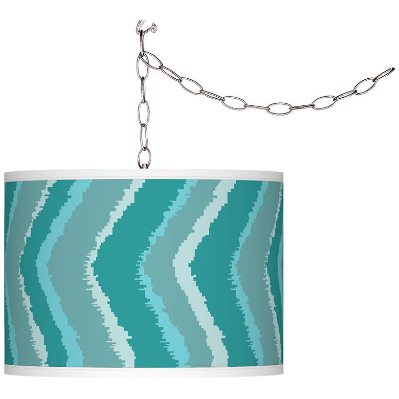 Image 1 Made By Girl Teal Chevron Ikat Plug-In Chandelier