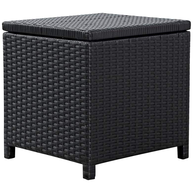 Image 1 Madeira Black Wicker Outdoor End Table Storage Ottoman