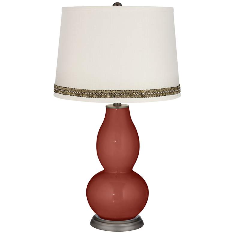 Image 1 Madeira Double Gourd Table Lamp with Wave Braid Trim