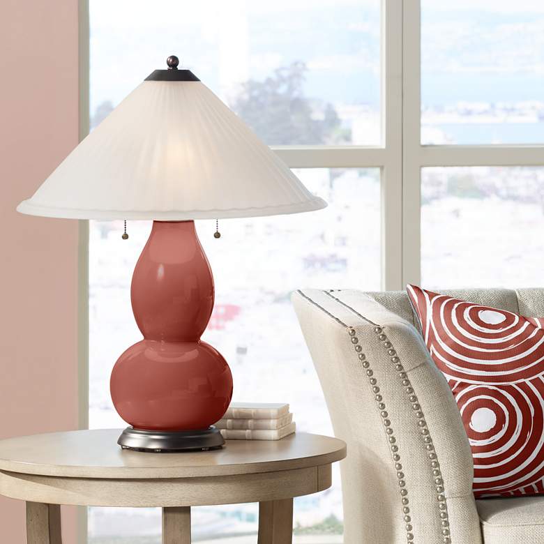 Image 1 Madeira Fulton Table Lamp with Fluted Glass Shade