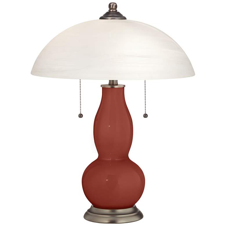 Image 1 Madeira Gourd-Shaped Table Lamp with Alabaster Shade