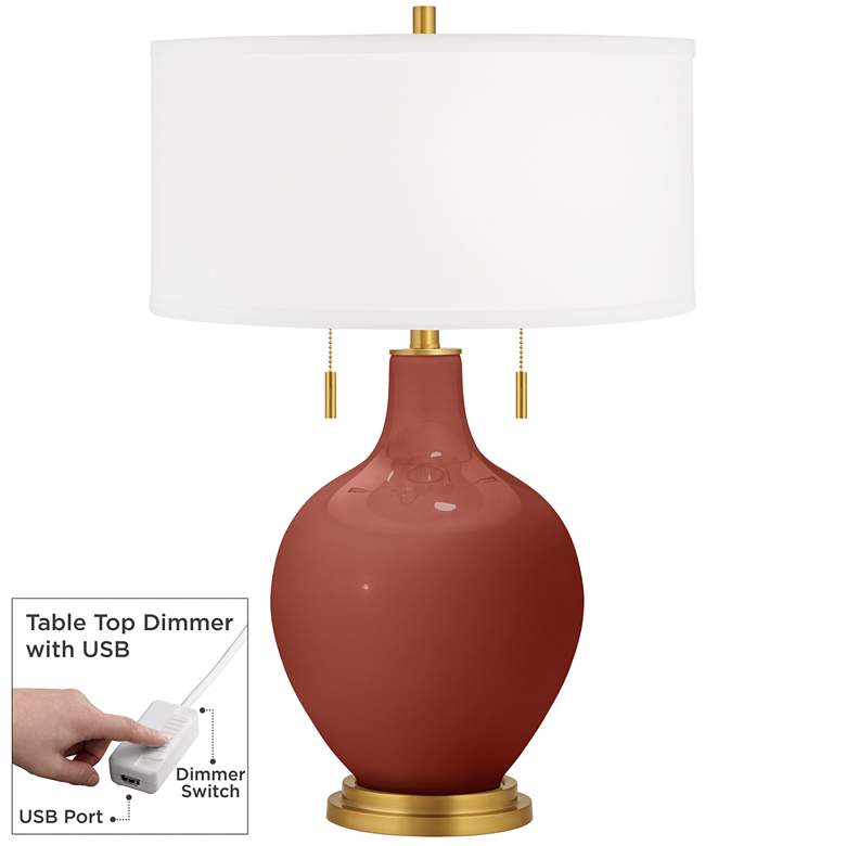 Image 1 Madeira Toby Brass Accents Table Lamp with Dimmer