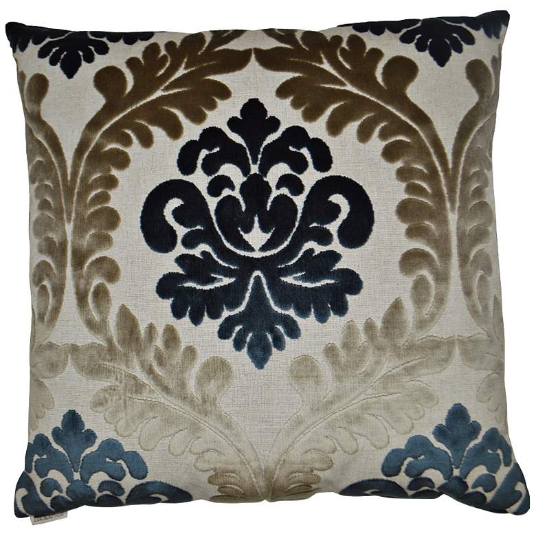 Image 1 Madelaine Blue and Taupe 24 inch Square Throw Pillow
