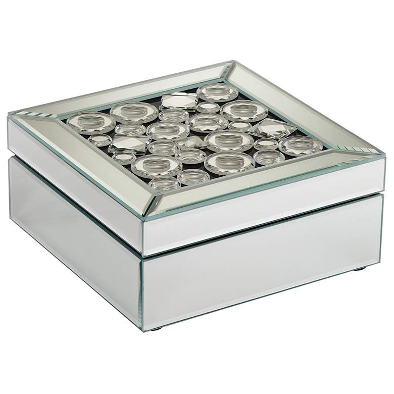 Madeliene Mirrored Glass and Crystal Square Jewelry Box