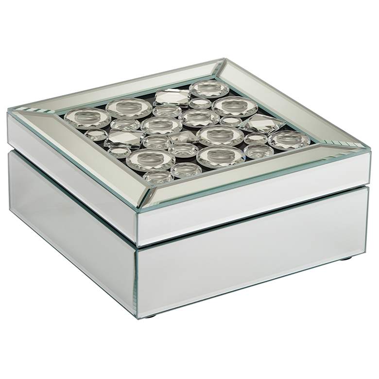 Image 1 Madeliene Mirrored Glass and Crystal Square Jewelry Box