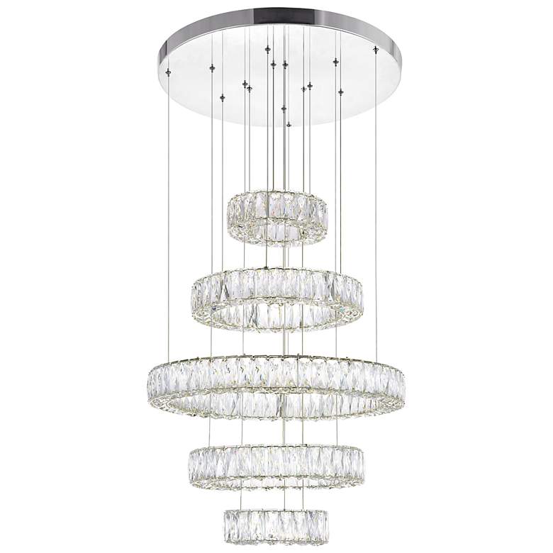 Image 1 Madeline 24" Wide Chrome 5-Tier LED Chandelier