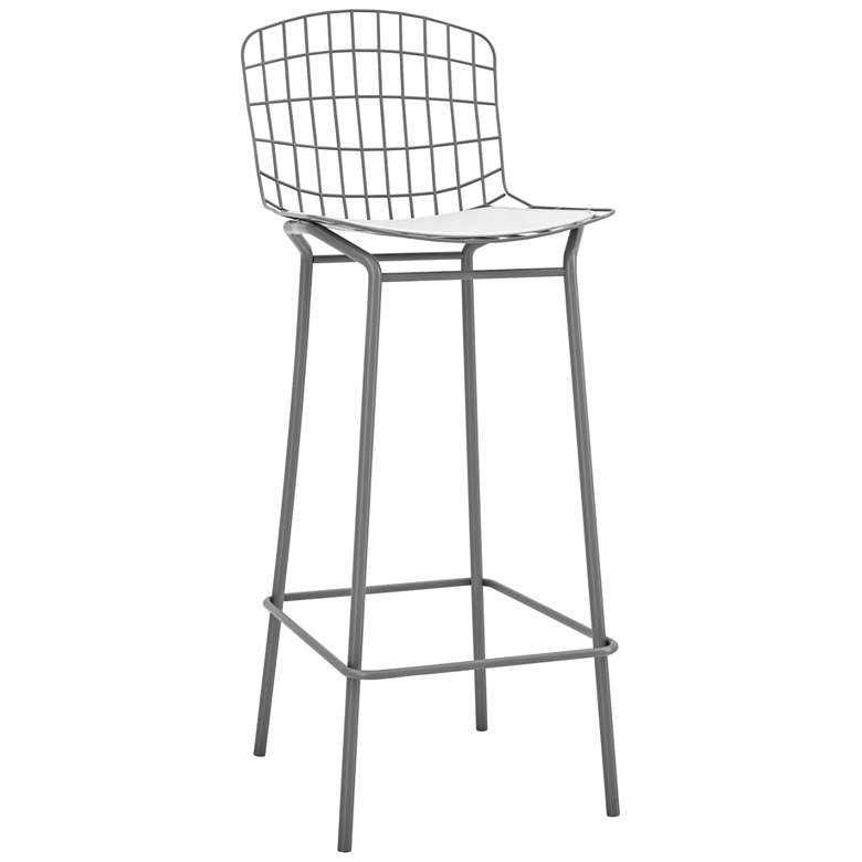 Image 1 Madeline 28 inch High Charcoal Grey and White Barstool