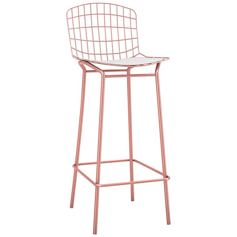 Image 1 Madeline 28 inch High Rose Pink Gold and White Barstool