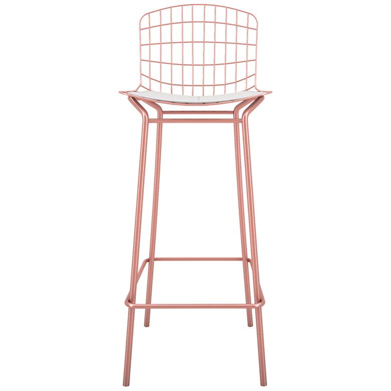 Image 5 Madeline 28 inch High Rose Pink Gold and White Barstool more views