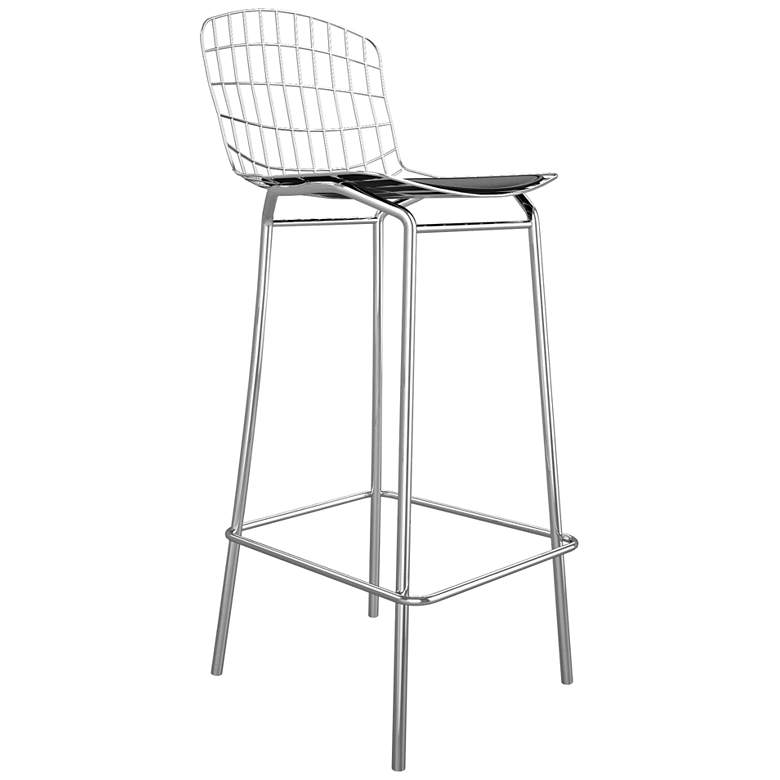 Image 1 Madeline 28 inch High Silver and Black Barstool