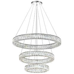 Madeline 32"W Chrome LED Three-Tier Crystal Ring Chandelier