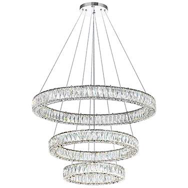 Madeline 32"W Chrome LED Three-Tier Crystal Ring Chandelier