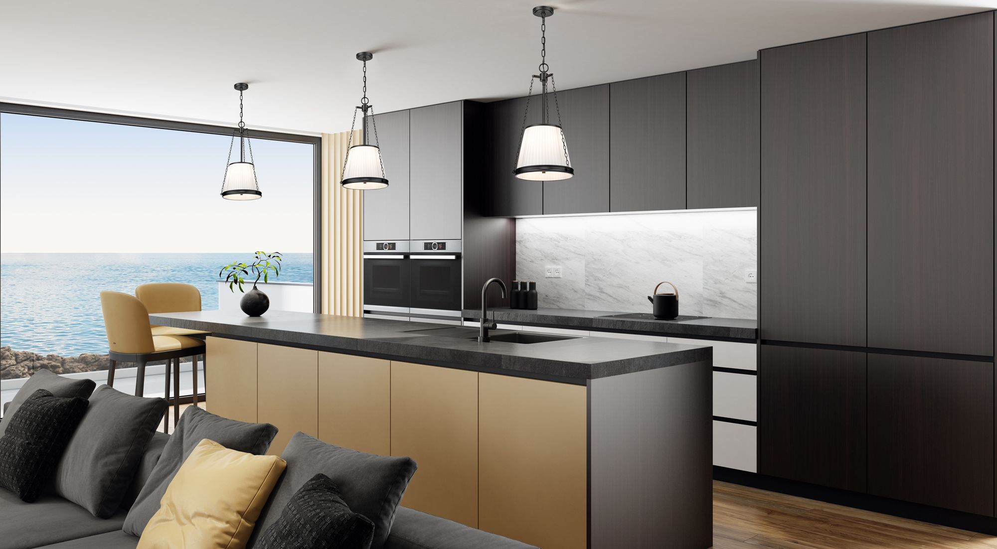 Madeline by Z-Lite Matte Black 12 inch 4 Light Pendant