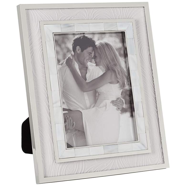 Image 1 Madeline Chrome and Mother of Pearl 5 inchx7 inch Photo Frame