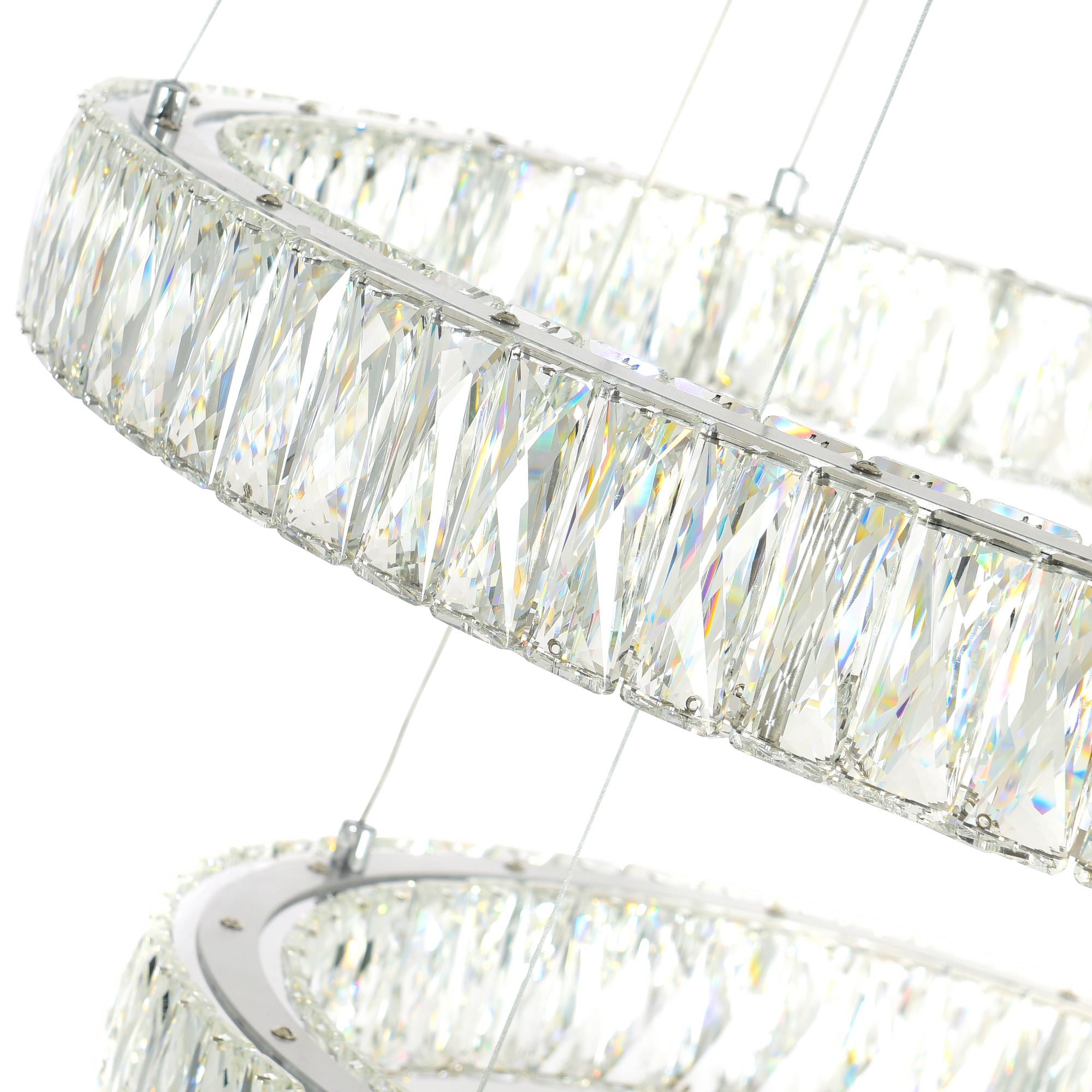 Image 3 Madeline Integrated LED 2 Ring 32in Chrome Chandelier more views