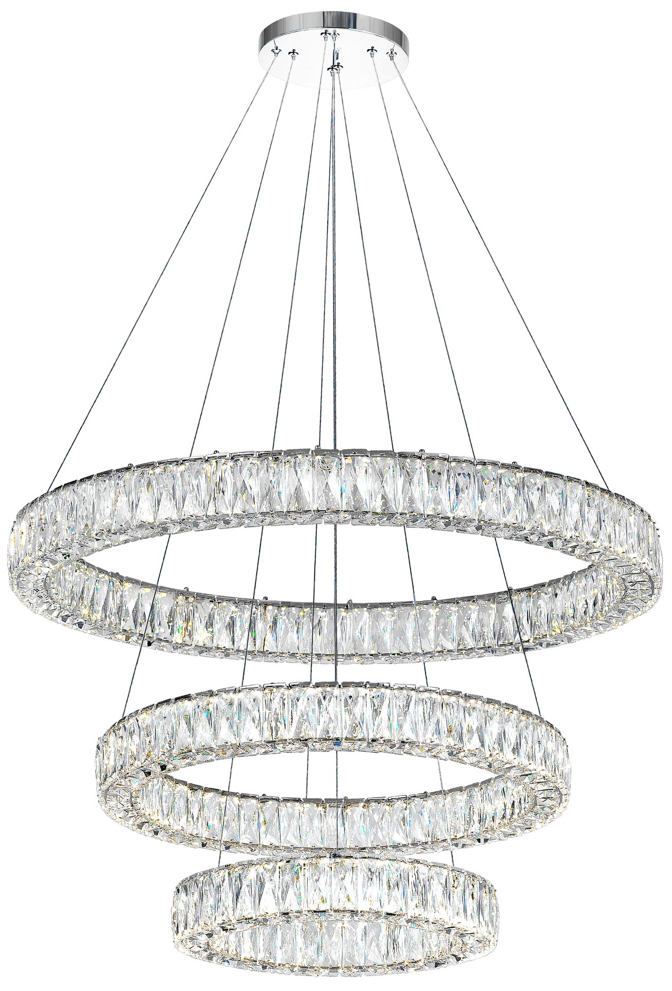 Madeline Integrated LED 3 Ring 32in Chrome Chandelier