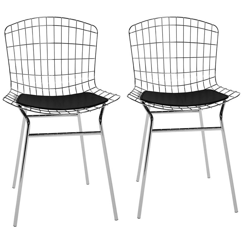 Image 1 Madeline Silver and Black Dining Chair Set of 2