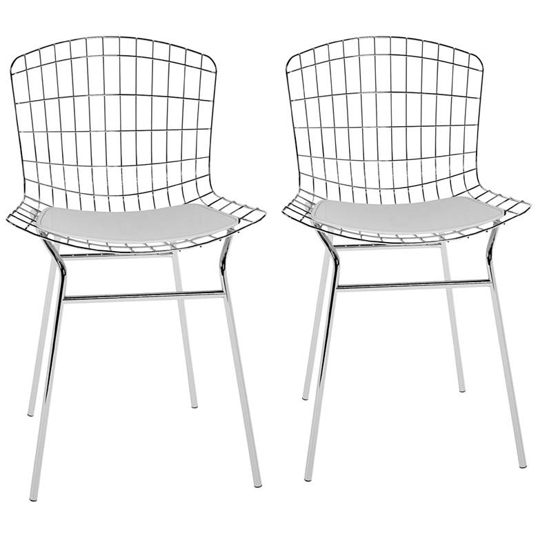Image 1 Madeline Silver and White Dining Chair Set of 2